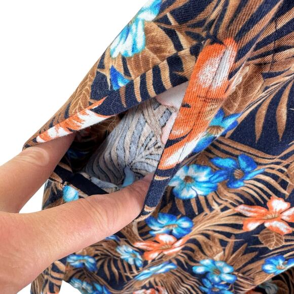 Lands' End 100% Cotton Floral Palm Sleeveless Knee Length Dress Coverup Size S - Picture 5 of 9